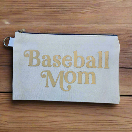 Baseball Mom Heart Zipper Pouch