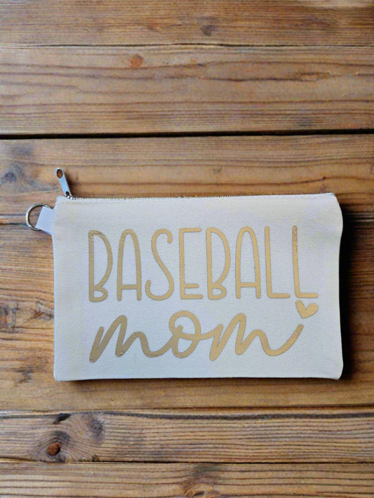 Baseball Mom Heart Zipper Pouch
